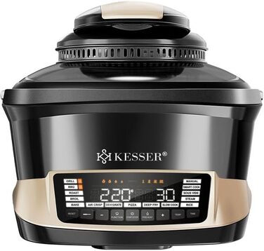 Мультиварка KESSER® 8 л з фритюрницею, 16 програм, для приготування на грилі, випікання, тушкування, варіння на пару, функція підігріву та приготування рису, повільне приготування, йогурт (Champagne)