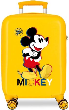 Валіза салону Disney Mickey 3D, 50x38x20 см, ABS, комбінована застібка, 34 л, 1,8 кг, 4 колеса, жовтий