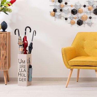 Підставка для парасольок Baroni Home з сучасним дизайном в металі з різьбленням по парасольці - підставка для парасольок з гачком і знімним колекційним відділенням для прикраси дому та офісу 15,5х15х49 см (сіро-коричнева)