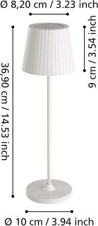 LED настільна лампа EGLO Cabozo для вулиці, торшероподібна, сенсорне керування, диммування, USB-порт, пластик, тепле біле світло, IP44