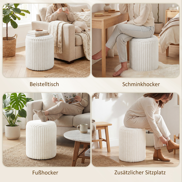 Пуф-комод з двосторонньою кришкою, сучасний велюровий пуф у стилі корду для вітальні та спальні, білий