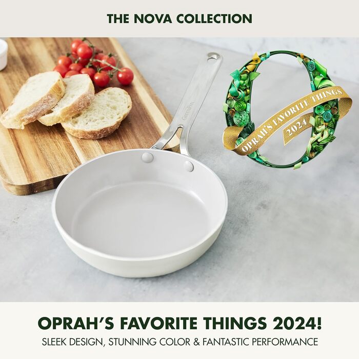 GreenPan Nova сковорода, 20.3 см, для індукційних плит, з алмазним покриттям, без PFOA та PFAS, нетоксичне керамічне антипригарне покриття, придатна для миття в посудомийній машині та духовці, сковорода для смаження, 20 см