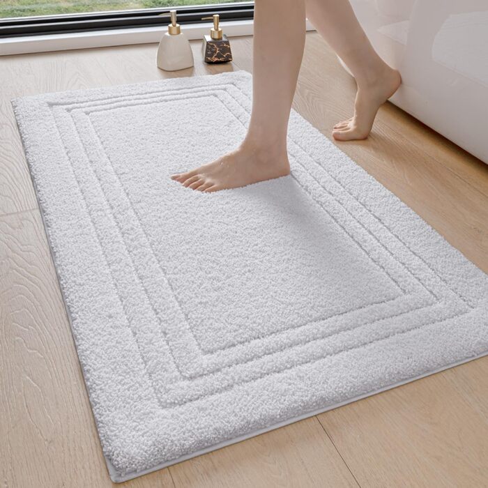 Килимок для ванної кімнати DEXI: м'який, нековзний, миючий, 60 x 110 см, білий