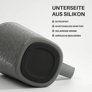 Кавова чашка Ideus® 470 мл з подвійними стінками, з нержавіючої сталі, з антиковзним ручками та кришкою-висувним модулем (Червоний Зебра, Leopard Gray)