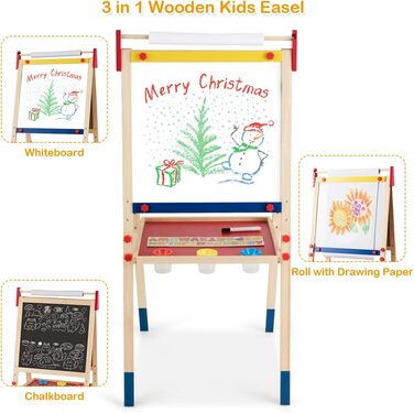 Дитяча мольберт-стіл LIFEZEAL з крейдяною дошкою, дерев'яний, 52.5 x 51.5 x 106.5 см