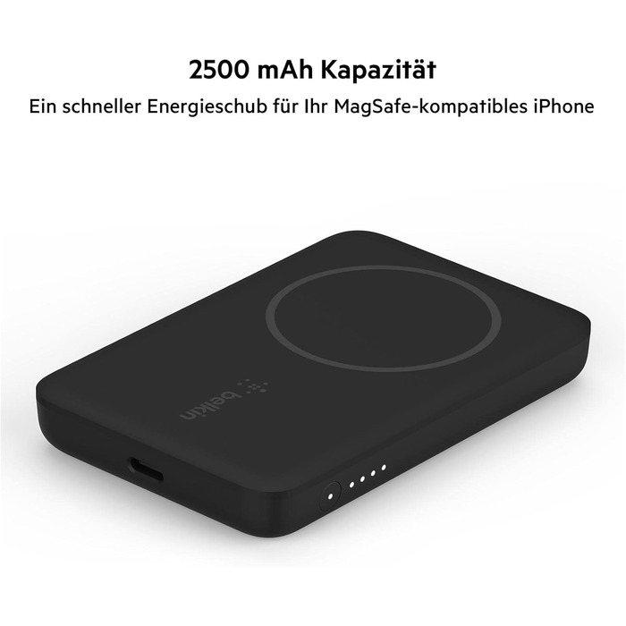 Сумісний з MagSafe, iPhone 16, USB-C, 2500 мАг, чорний, 2.5K