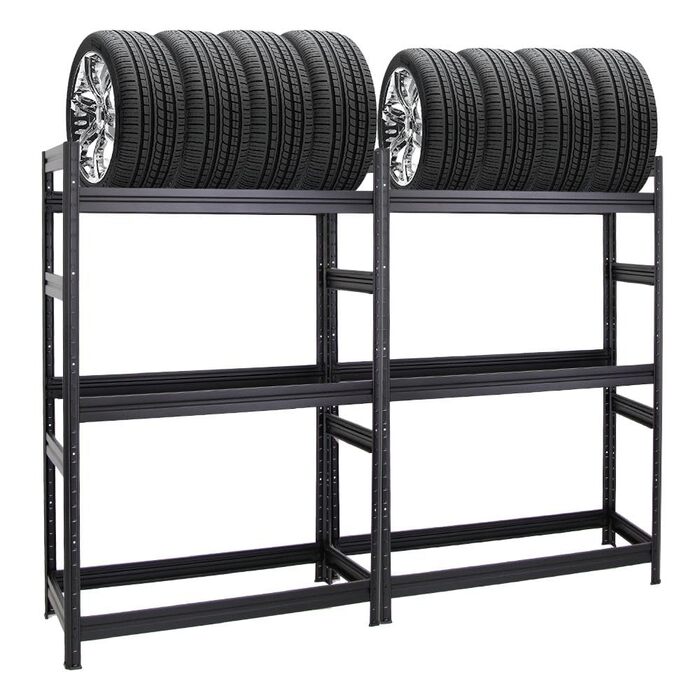 Стойка для шин PROREGAL Mega Deal (2 шт.) 180x120x50 см, чорна. Макс. навантаження 150 кг, до 24 шин