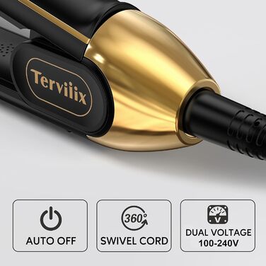 Широкі пластини Terviiix Straightener, з пластинами 100 чистого титану, широкий випрямляч для густого волосся, випрямляч для локонів і випрямлення, для випрямлення та хвиль, PTC Швидке нагрівання, подвійний натяг (25 мм)