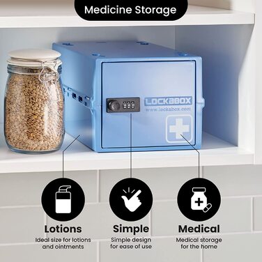 Компактна і гігієнічна герметична коробка для зберігання продуктів і ліків, а також для безпечного зберігання предметів в домашніх умовах (Medi Blue)