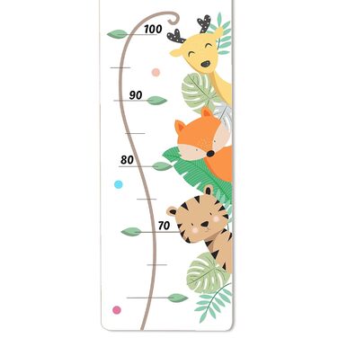 Дитяча дерев'яна вимірювальна палиця Holzura, вимірювальна палиця з іменем для дитячої кімнати, подарунок на день народження для хлопчика та дівчинки, дитяча вимірювальна палиця для вимірювання зросту (лісові тварини, дерево з білим покриттям)