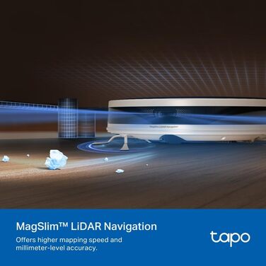 Робот-пилосос Tapo RV20 Max з функцією миття, 5300Pa, LiDAR-навігація, сумісний з Alexa & Google Assistant, білий