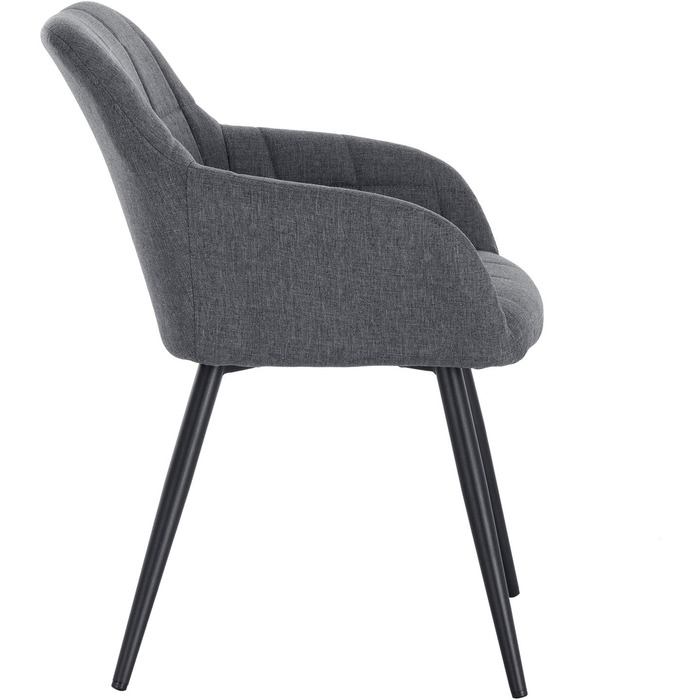 Крісло для їдальні WOLTU - 1 шт. Сучасне крісло з підлокітниками, тканина льон, металевий каркас, темно-сірий колір
