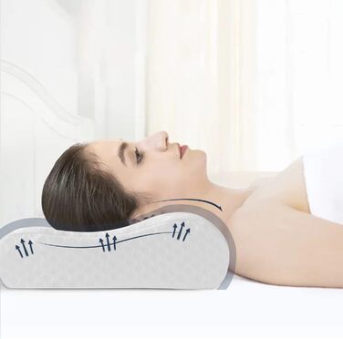 Подушка з піною з пам'яті Good Nite для шиї з підтримкою хребта. Ортопедична подушка для сну на боці та на спині. Комфортна та м'яка подушка для глибокого сну.