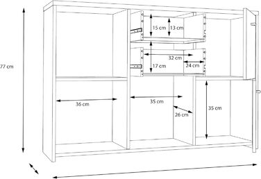 Комод FORTE BEST CHEST з 3 дверцятами та 2 шухлядами, інженерне дерево, 77,1 x 77,3 x 29,6 см (Дуб Ремісник / Білий, SQNK233-C804)