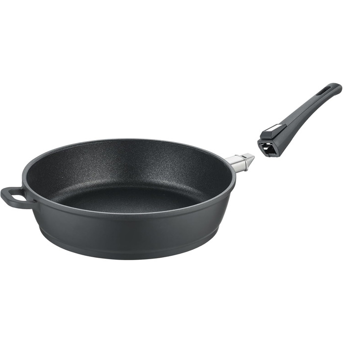 Сковорода Berndes Vario Click 32 см з індукційним дном, знімним ручками, антипригарним покриттям, для всіх плит, з високим бортиком, алюмінієвий литвий корпус, чорна