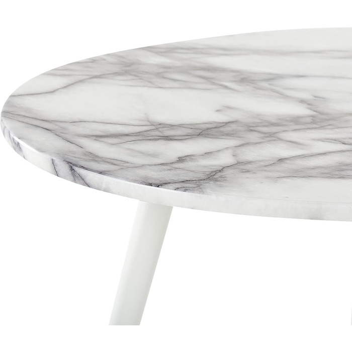 Стільниця Beliani Glamour з МДФ під мармур, біла, овальна, 120 x 70 см, металеві ніжки