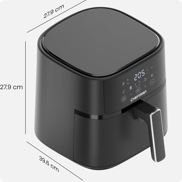 Фритюрниця без олії Chefman 5.7L з Hi-Fry технологією, сенсорне управління, антипригарне покриття, чорна