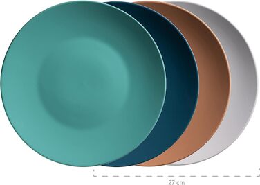 Серія Inoda, комбінований сервіс для 4 осіб, набір посуду з 16 предметів, включаючи обідню тарілку, десертну тарілку, миску з пластівцями і кавову чашку, набір посуду круглої форми, керамограніт Earth Paint, 931958