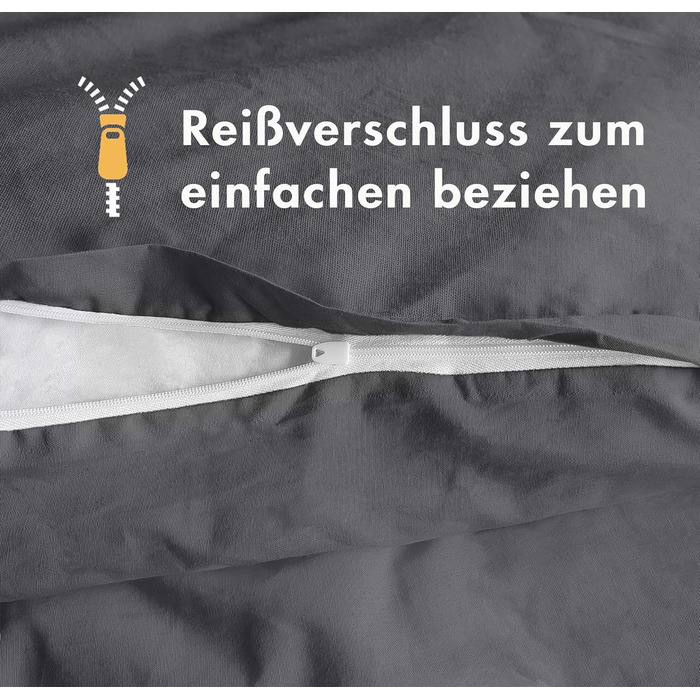 Комплект постільної білизни Sleeptime 200x200, 3-частини - 100% бавовна, сірий антрацит | Оeko-TEX®, блискавка, дихаючий