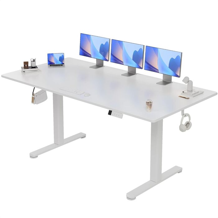 Регульований стіл Claiks 120x60 см: електричний, з пам'яттю, з гачками | Стіл для стоячи та сидячи