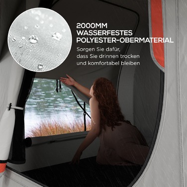Outsunny Rear Tent Автомобільний купольний намет на 6 осіб з 3 дверима та вікнами, Намет задніх дверей для каравану та позашляховика з поліестеру, світло-сірий