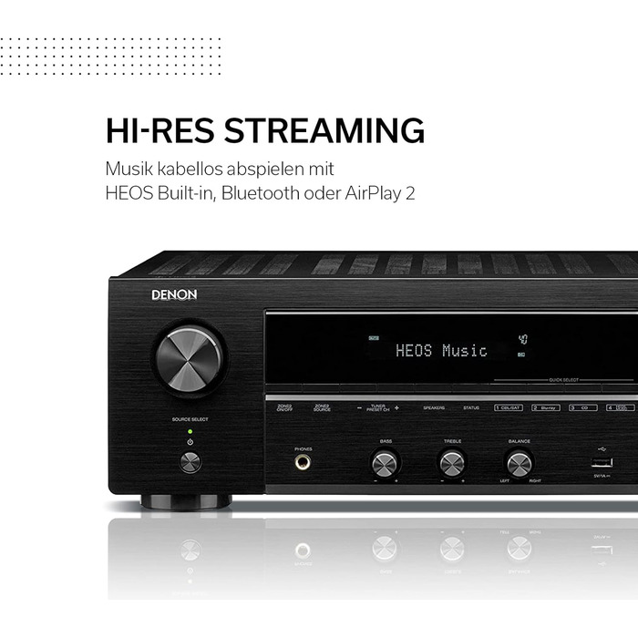 Стереоприймач Denon DRA-800H, Alexa, 5 HDMI, Фоно, Bluetooth, WLAN, DAB, AirPlay 2, HEOS, Срібло