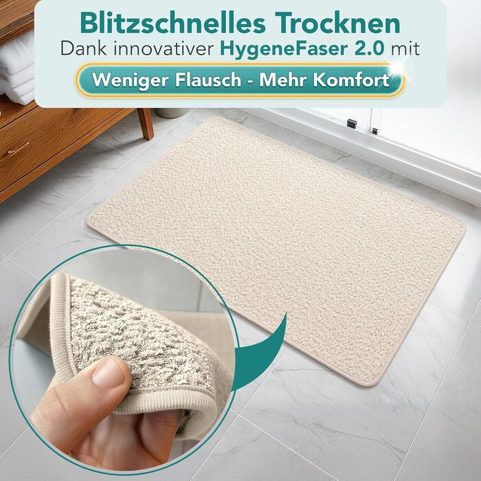 Килимок для ванної кімнати антрацитового кольору – нековзний, пральний, швидковисихаючий, 50x80 см