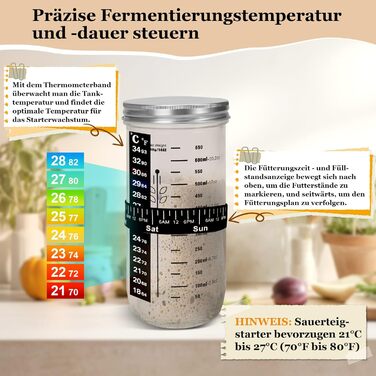 Набір для закваски з 16 частин: гнійники з силікону (круглі та овальні), скляні ємності для закваски - для професійного та домашнього випікання