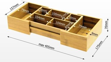 Регульовані вставки для шухляд (44,5 x 30 см) з бамбука (маленькі)