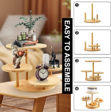 Багатоярусний стійка для тортів та капкейків з дерева, 4 яруси, Ø 30/32 см, для вечірок, днів народжень, святкового декору