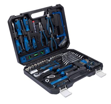 Набір інструментів Scheppach WZK120 (97 предметів) в кейсі з міцного пластику: викрутки, біти, шестигранники, ручний інструмент з гумовими ручками