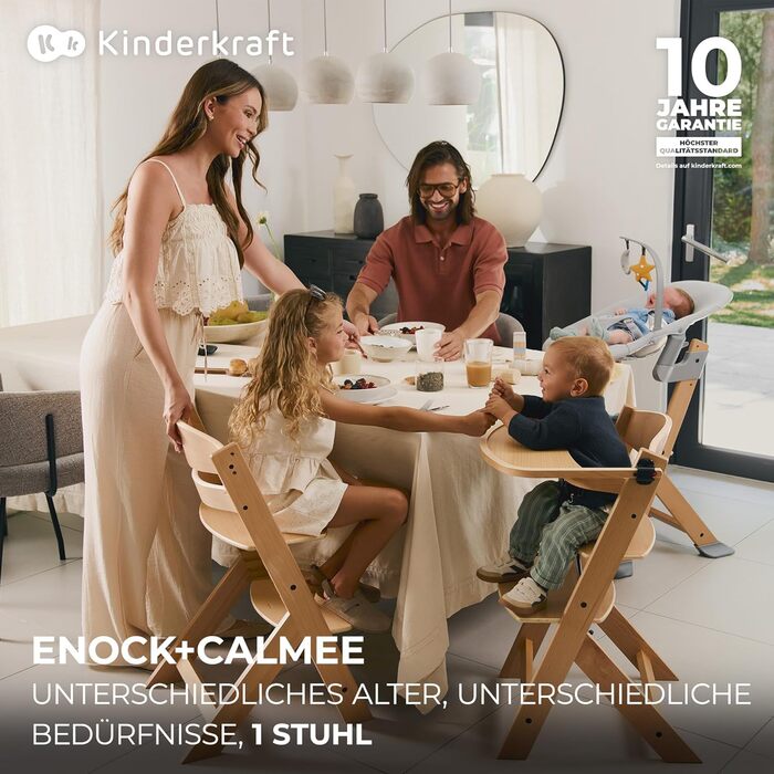 Дитячий стільчик Kinderkraft ENOCK 3 в 1 (6 міс - 10 років), сірий. Регулювання спинки, знімний бампер та ремінь безпеки