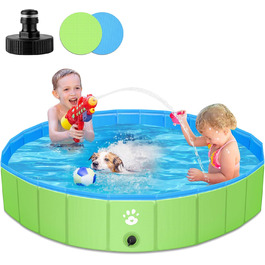 Складний дитячий басейн для великих собак і маленьких собак 1,2 м, складний і портативний дитячий басейн для дітей, стійкий і нековзний, для домашніх тварин, дитячий, синій