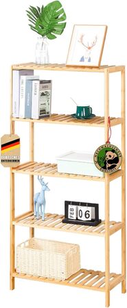 Стильне дерев'яне стелаж Floordirekt Bambus Regal для ванної, спальні, вітальні (60 x 26 x 130 см)