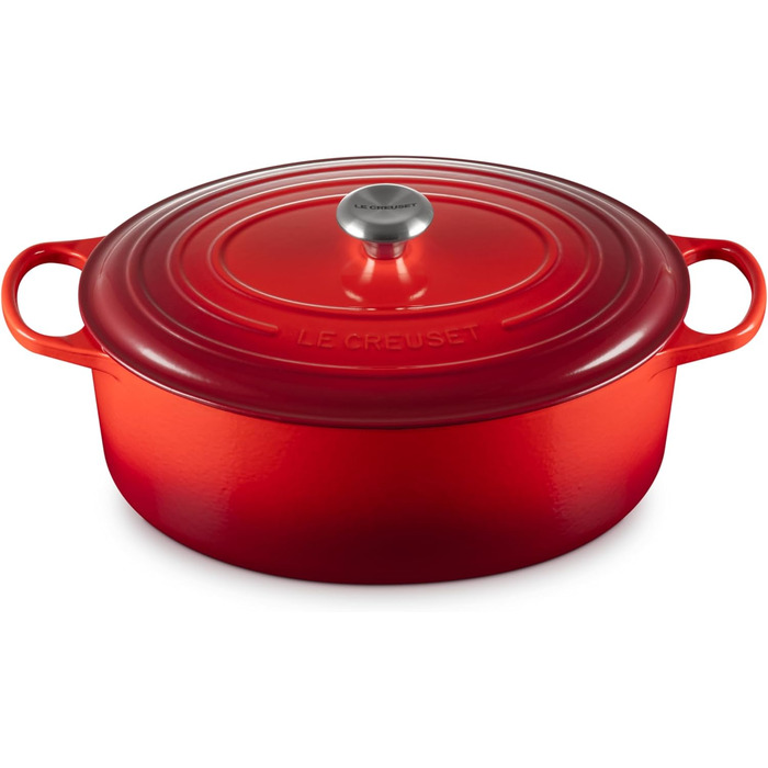 Le Creuset Signature Bräter aus Gusseisen mit Deckel, 35 см, овальний, 8,9 л, Kirschrot