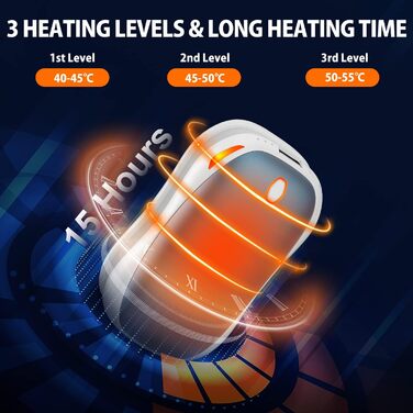 Електричний грієчка для рук 5000mAh, 2 шт. - багаторазовий кишеньковий грієчка для активного відпочинку, зимовий подарунок для дітей, жінок та чоловіків (блакитний)