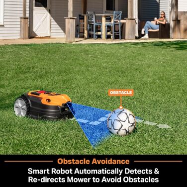 Газонокосарка-робот LawnMaster VBRM18AMIDR без обмежувального дроту для газонів до 500 м², акумулятор 2Ah, оптична навігація, уникнення перешкод, автоматична зарядна станція, функція заборонених зон, WiFi і Bluetooth керування через додаток