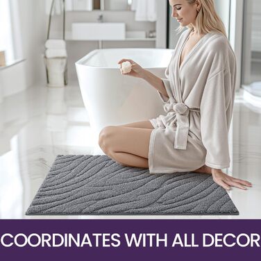 Килимок для ванної кімнати DEXI 61 x 110 см, сірий - м'який, неслизький, машинне прання