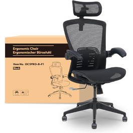 Офісний стіл FLEXISPOT Pro (Чорний Mesh): ергономічний крісло з регульованою підголівником, підлокітниками та поперековою підтримкою, функція гойдання 120° для дому, офісу та робочого кабінету