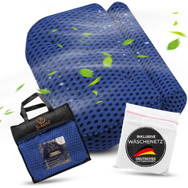 Подушка для ванни з сіткою для прання - Максимальний комфорт та розслаблення з новітньою технологією Air Mesh - Подушка для ванни з 7 міцними присосками - Підтримка шиї/голови (Темно-синій)