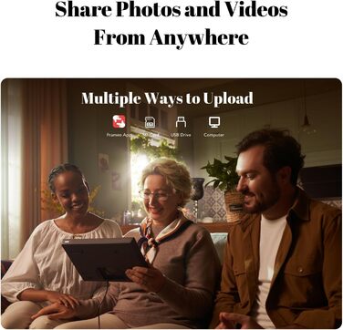 Цифрова фоторамка Lexar 10.1 дюйма IPS Touch Screen, Wi-Fi, 32 ГБ, підтримка Frameo, антибліковий екран, чорна