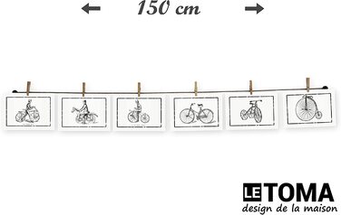ЛеТОМА-мотузка для фотографій з 16 затискачами, включаючи запатентований тримач для мотузки, ідеально підходить для швидкого розвішування фотографій і листівок-мотузка для фотографій з високоякісної натуральної конопель-ручна робота в Німеччині (150 см, к