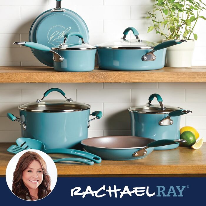 Набір кухонного посуду Rachael Ray Cucina Antihaft, алюміній, блакитний (16344)