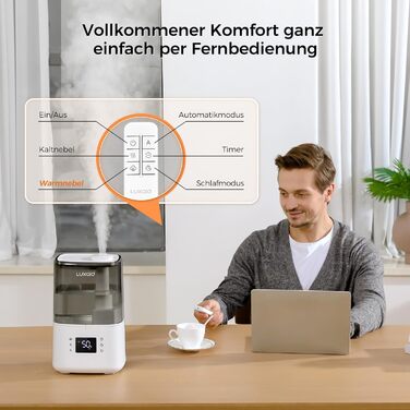 Зволожувач повітря Luxaid HU-802 4.5л з пультом, гігростатом, таймером та автовимкненням для спальні та великих приміщень