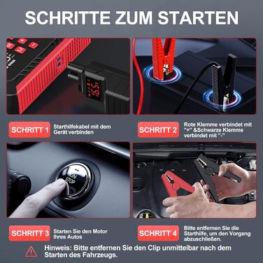 Портативний акумулятор для запуску авто 7000A з компресором 150PSI, 12V, 8L бензин/10L дизель, з прикурювачем та LED ліхтариком