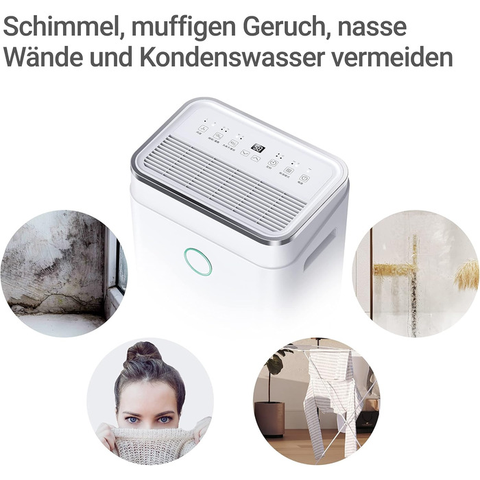 SUNTEC DryFix 20 – Електричний осушувач повітря для дому до 63 м² (20 л/день) 3-в-1: осушувач, очищувач повітря, сушарка для білизни