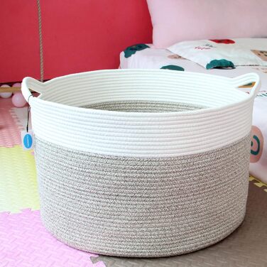 Кошик для дому Casaphoria з бавовняного шнура, XXL, кремово-коричневий (55,9 x 55,9 x 35,6 см)