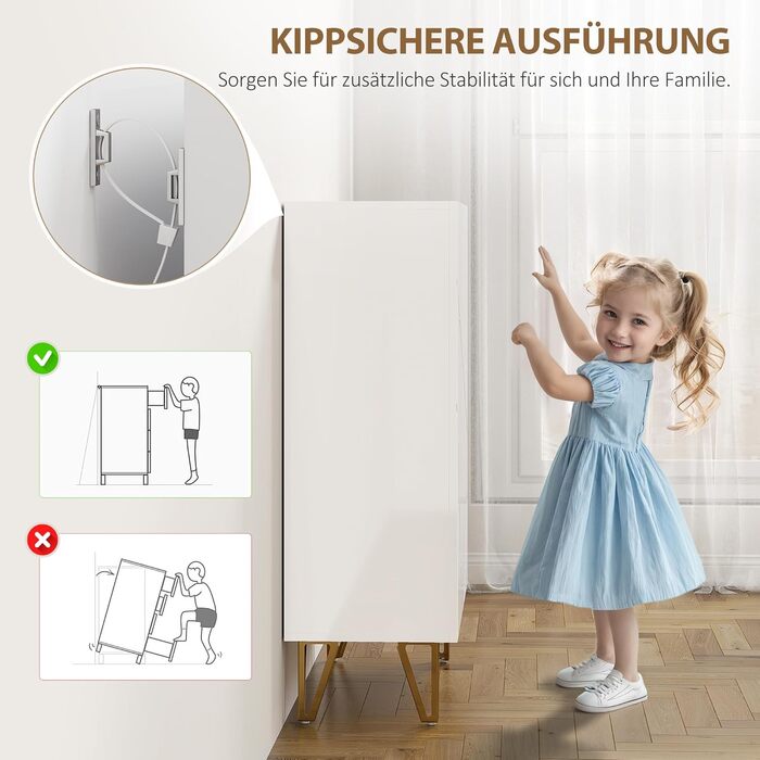 Шафа для взуття HOMCOM з 2 дверцятами, 3 регульовані полиці, на 15-20 пар взуття, 72 x 31,5 x 95 см, білий