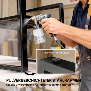 Набір садових меблів на балкон (3 шт.): 2 крісла з відкидним столиком, знімні подушки для сидіння та спинки, дихаючий матеріал, сірий колір.