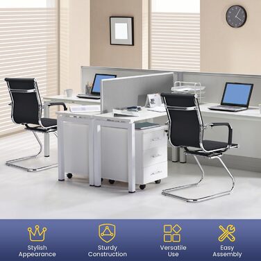 Крісла-гойдалки GIANTEX 2 шт., ергономічні конференц-крісла для гостей з підлокітниками, міцний металевий каркас до 120 кг, сучасні крісла з штучної шкіри, чорні